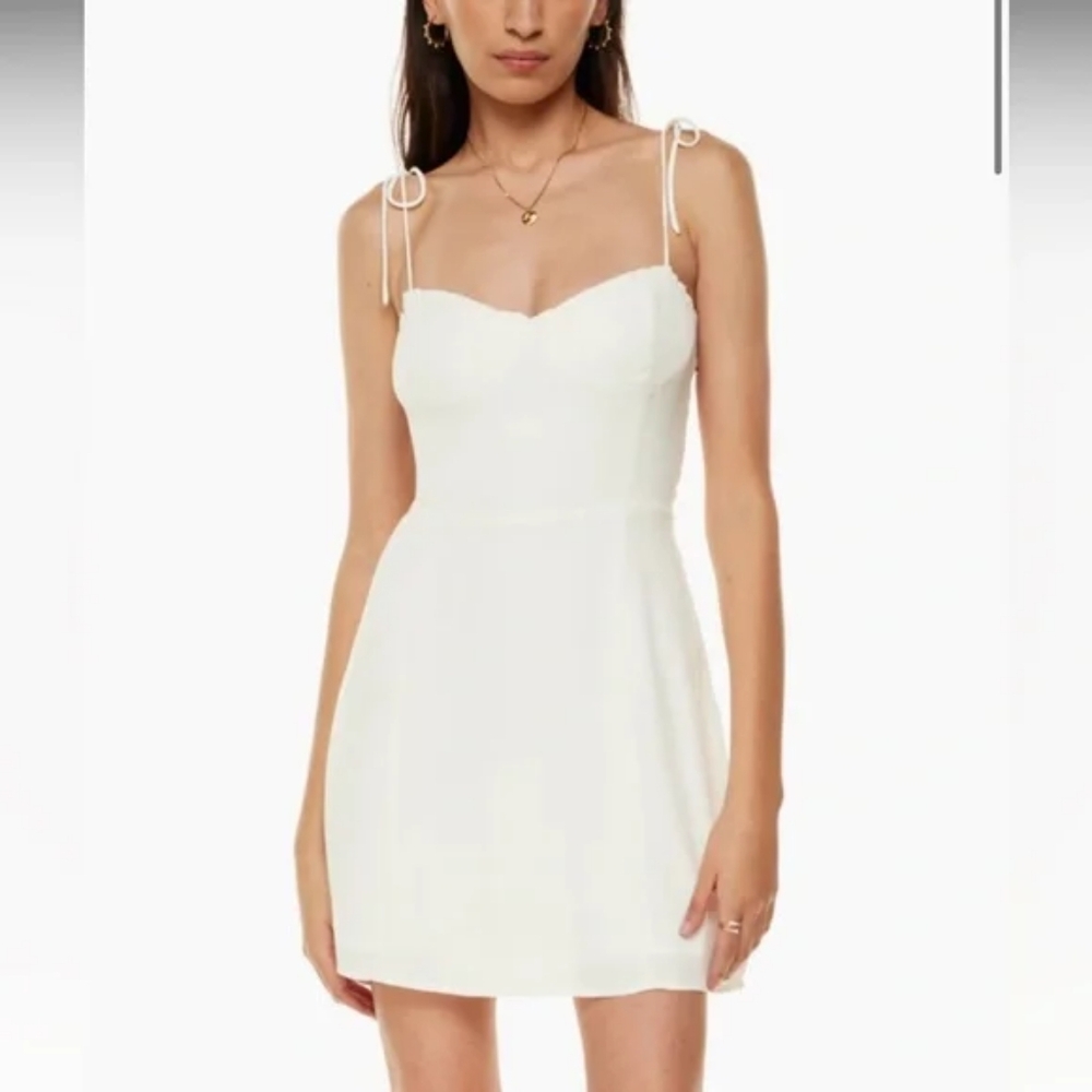 Aritzia Wilfred White Tie-Strap Mini Dress